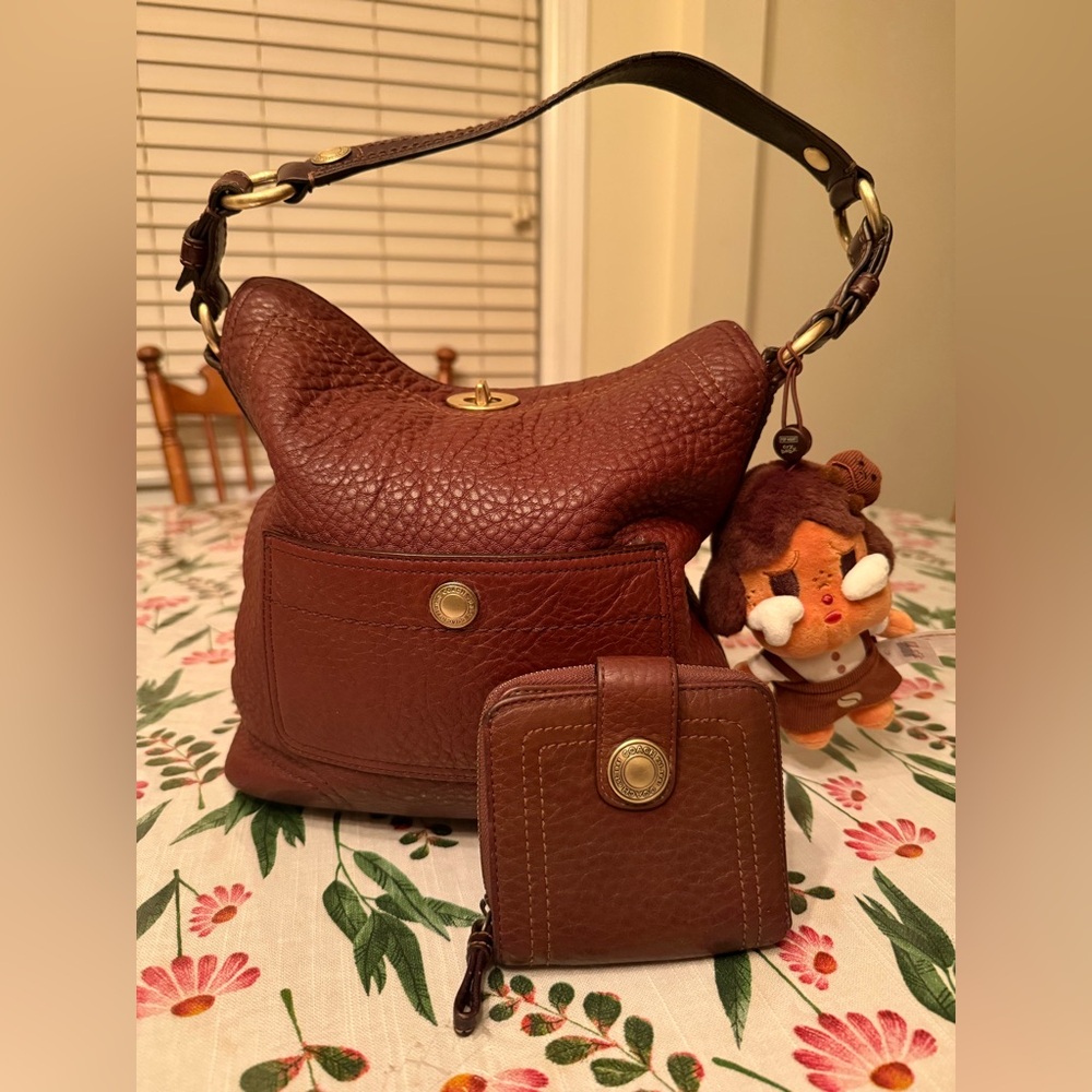 Coach Chelsea Turnlock Soft Milled Brown Pebbled Leather Hobo Bag with Wallet